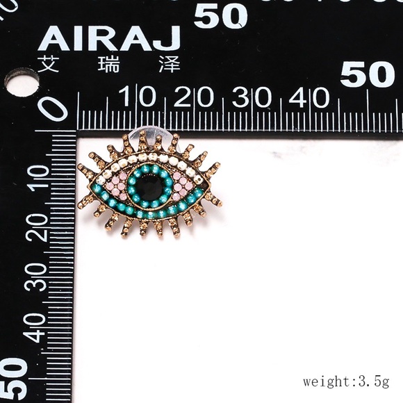 2/$20! Gold/Blue Evil Eye Beaded Stud Earrings - Picture 4 of 6